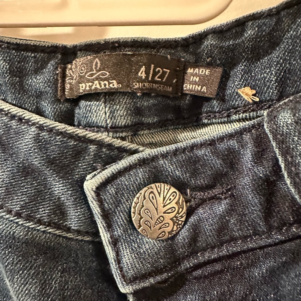 Prana London Skinny Jean Dark Indigo Size 4 (27) Short Inseam